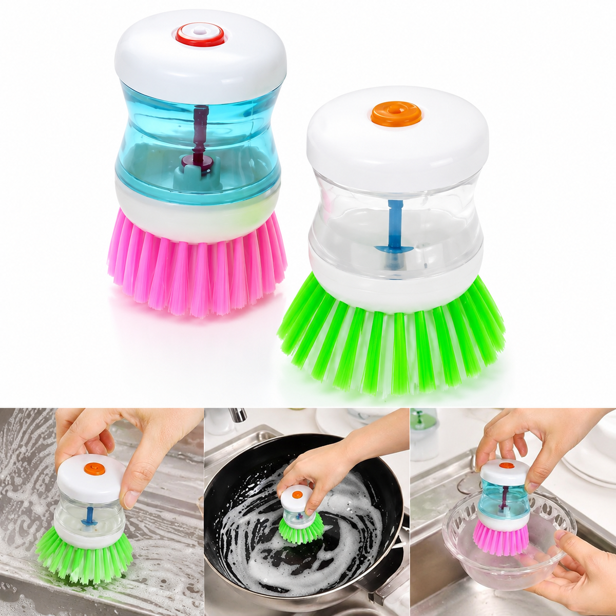 Self Dispensing Cleaning Brush Dish Soap Dispenser