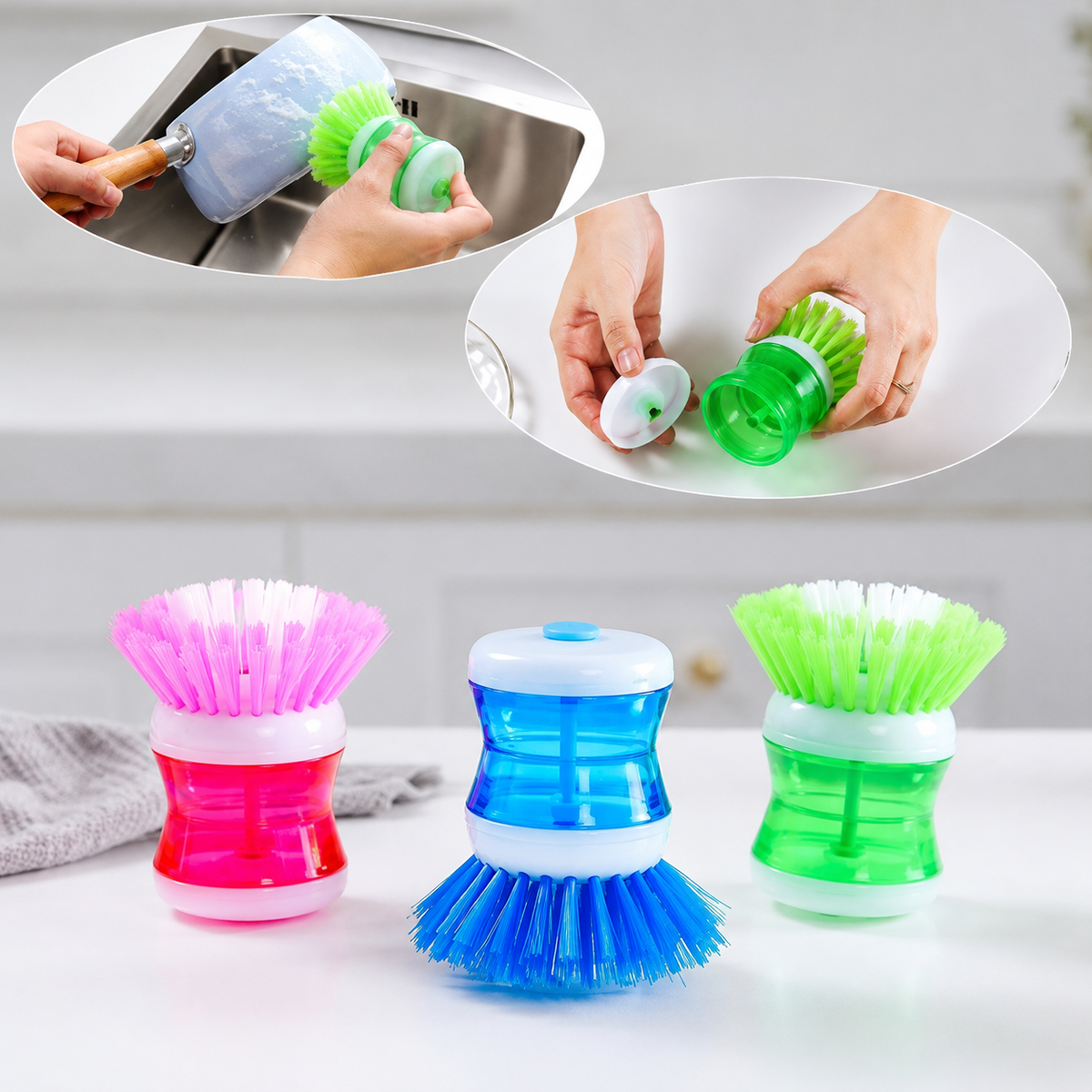 Self Dispensing Cleaning Brush Dish Soap Dispenser