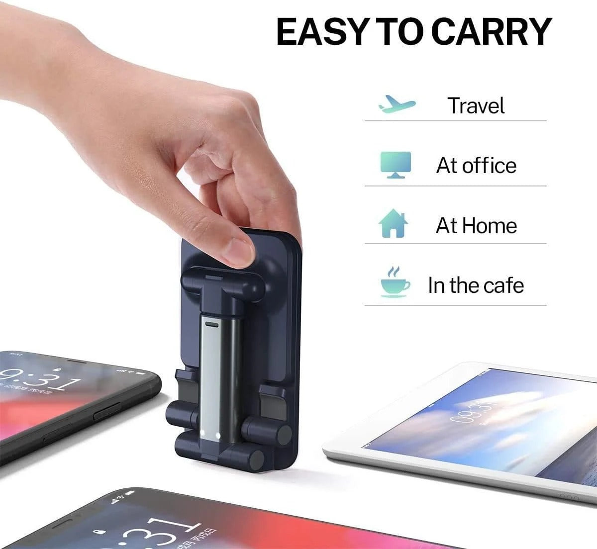Adjustable Folding Phone Stand  Portable Desktop Mobile Holder for Smartphones & Tablets