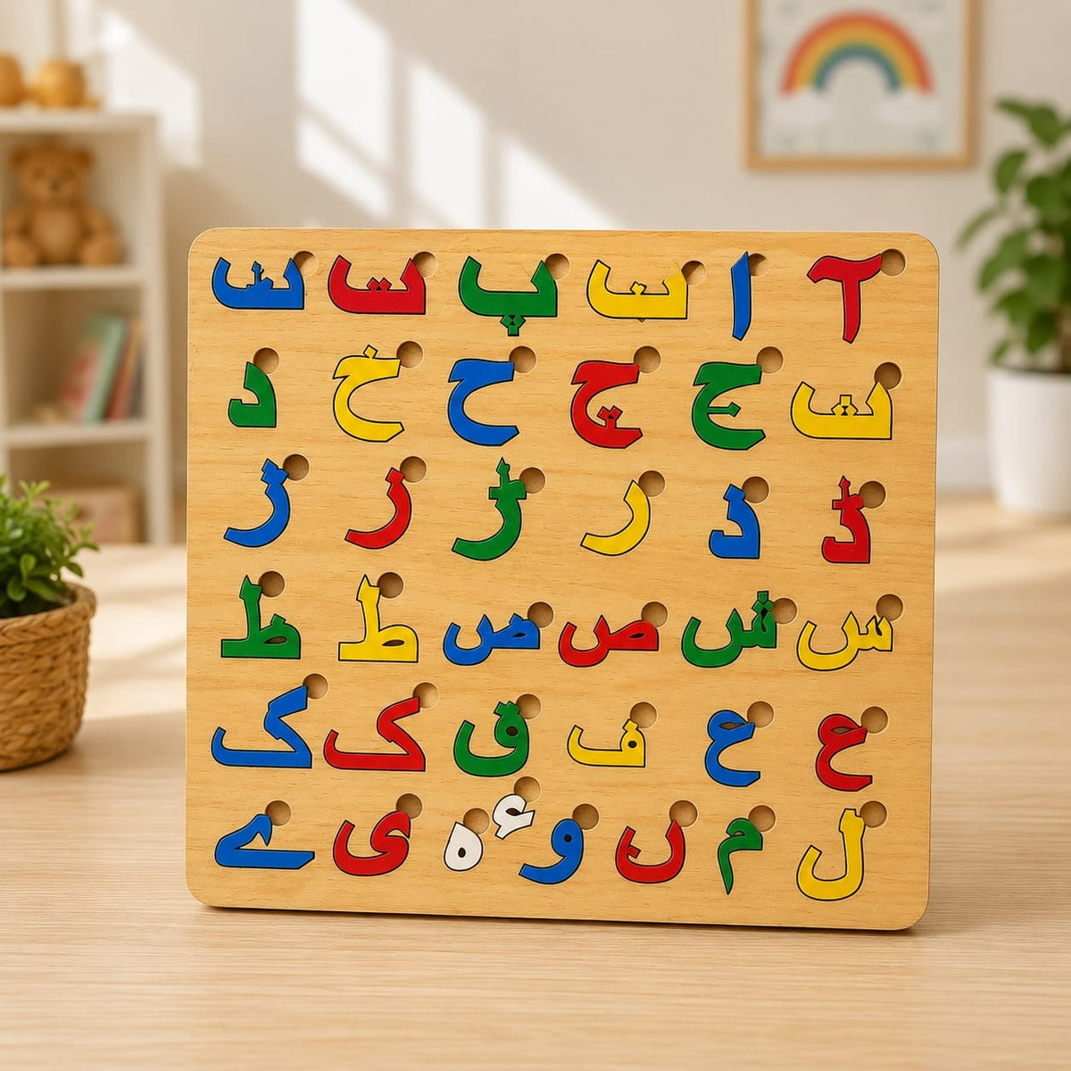 Urdu Haroof-e-Tahaji Wooden Puzzle Board – Educational Learning Toy