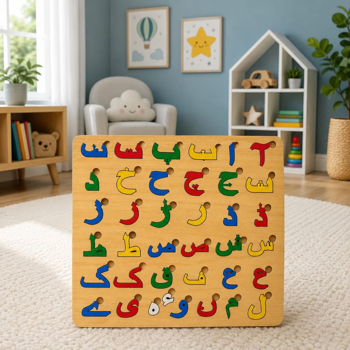 Urdu Haroof-e-Tahaji Wooden Puzzle Board – Educational Learning Toy