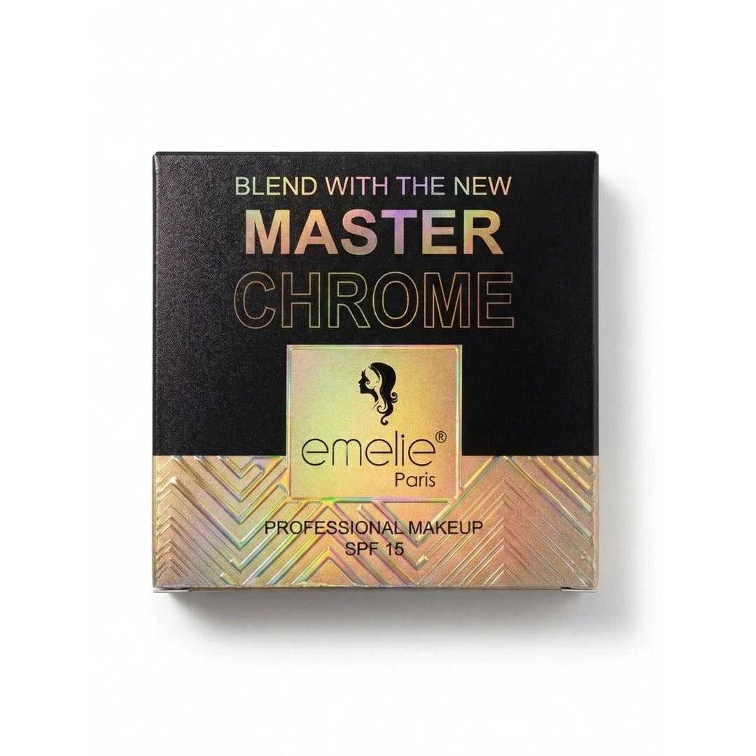 Emelie Paris Master Chrome Compact Powder SPF 15 | Long Lasting Oil Control Face Powder with Sun Protection